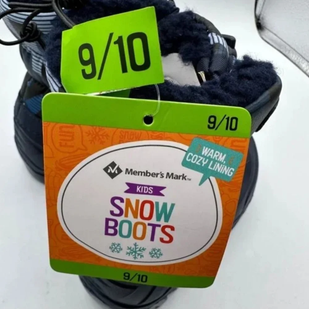 💙 2/$15 Boys Insulated Pull On Snow Boots Navy Blue Camo 7/8